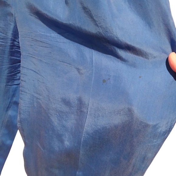 Vintage 80s Saks Fifth Ave 100% Silk Blue Pant JumpSuit Womans Small Retro Punk - Picture 7 of 12